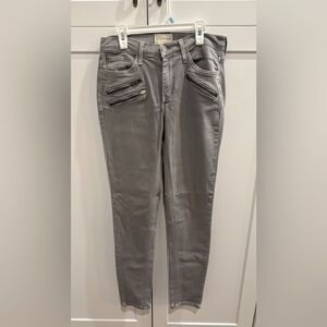 Gilded Intent Gray Skinny Jeans with Zipper Details